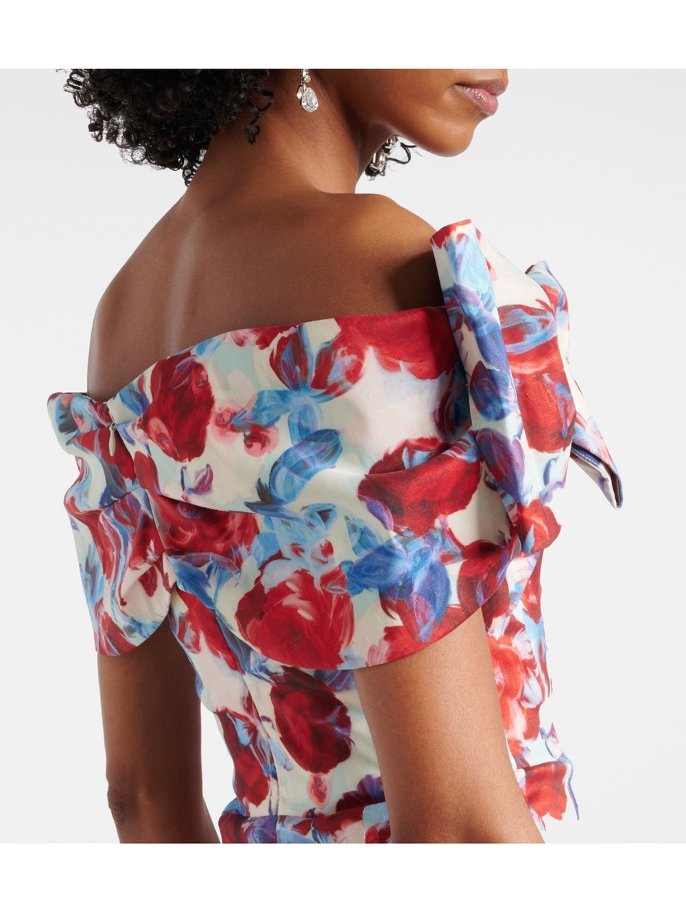 Rebecca Vallance Fleurette floral taffeta midi Dress Red, Blue- size US 6 - Picture 4 of 16